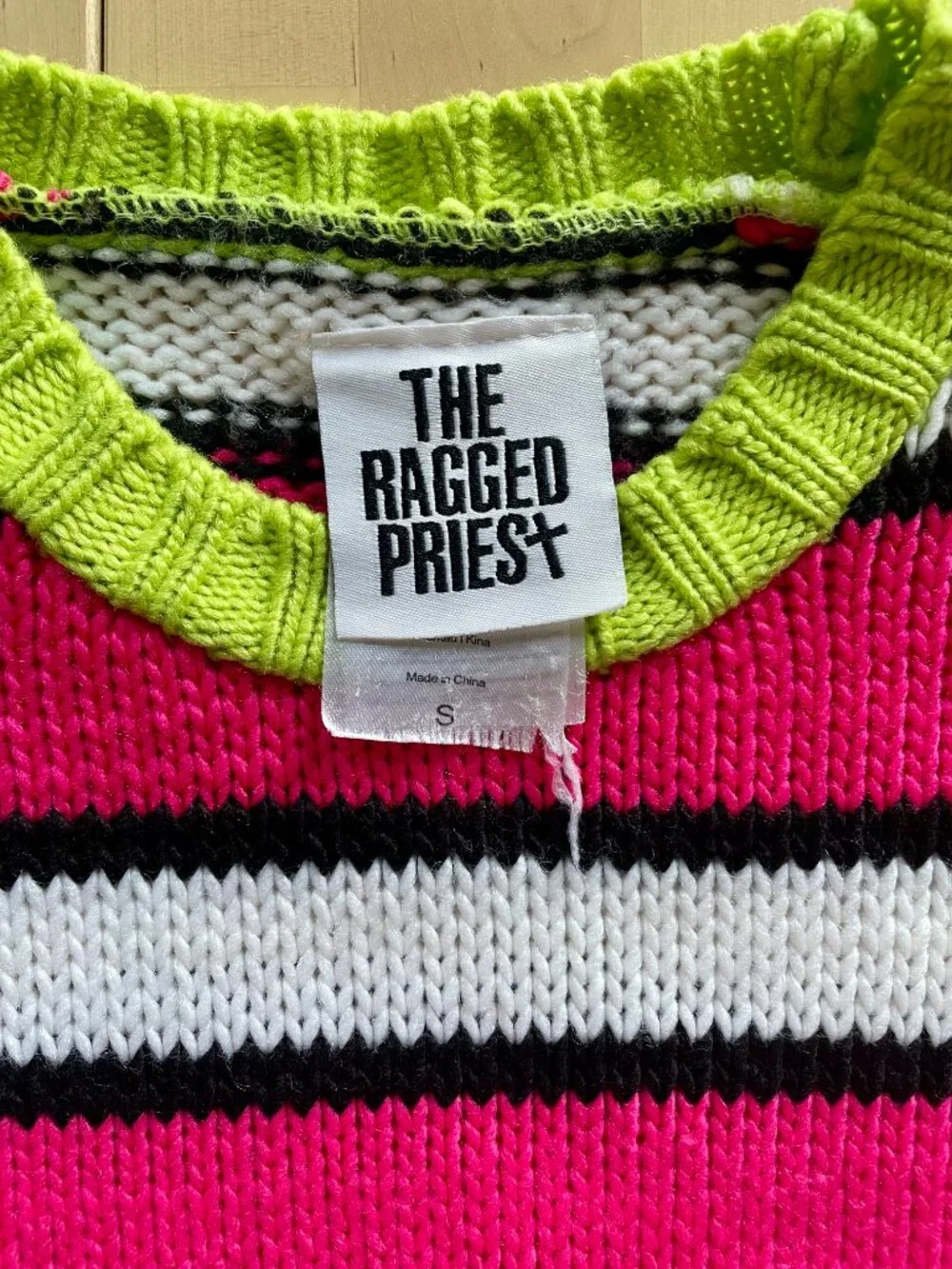 The Ragged Priest Women's Oversized Boxy Striped Colorblock Sweater size Small